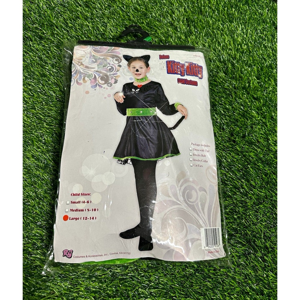 RG Cat Costume Complete Outfit, Polyester, Black/Green, Large (12-14)